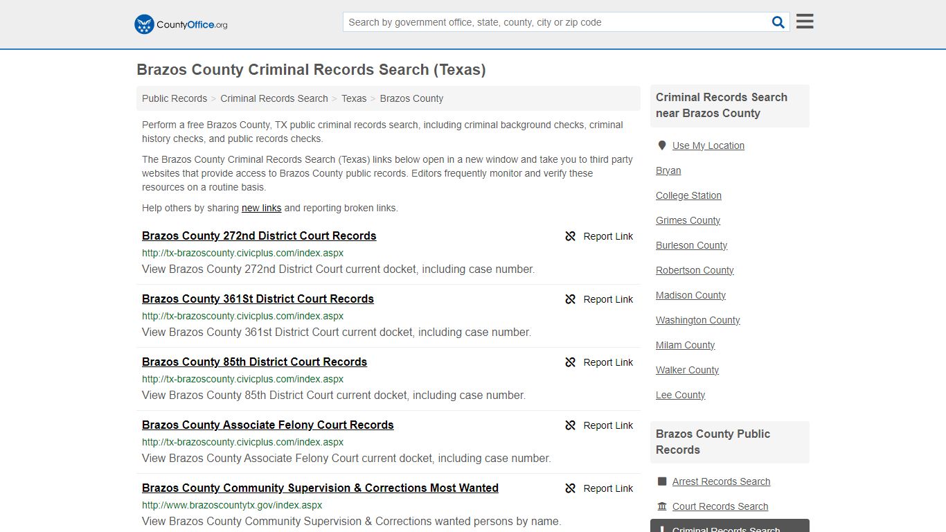 Brazos County Criminal Records Search (Texas) - County Office